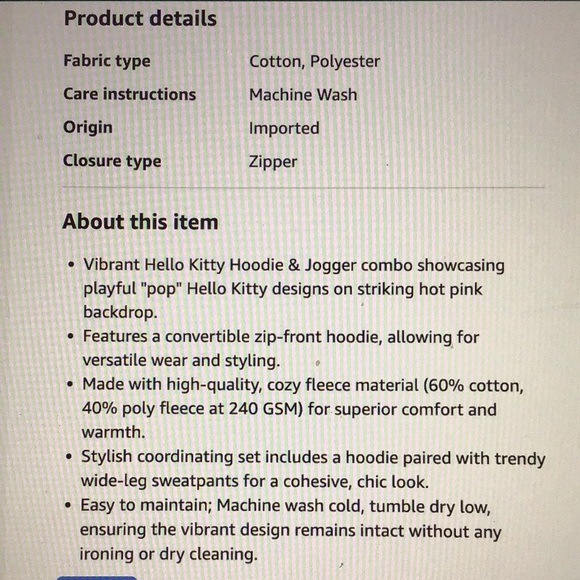 ππ»ON SALE NWT Hello Kitty Hoodie & Jogger Set in Pink - Picture 15 of 16